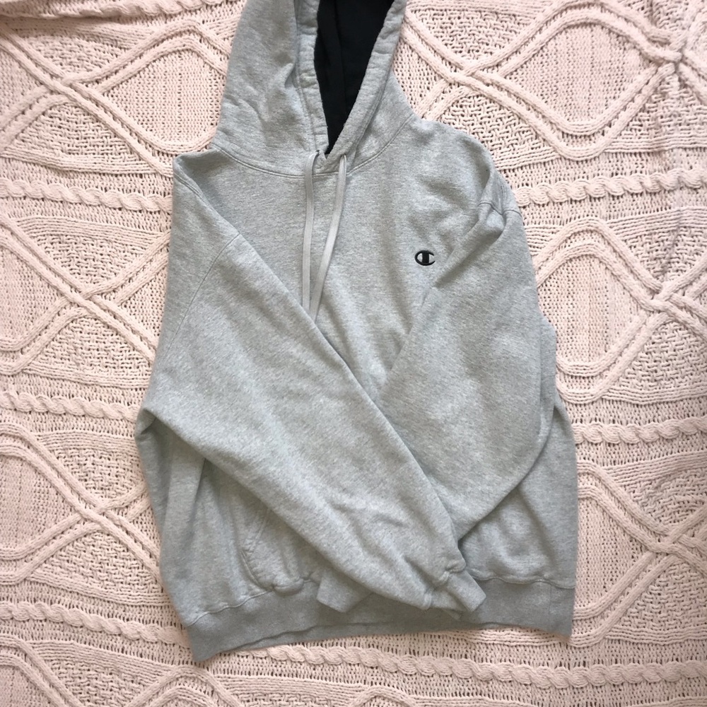 unisex oversized champions gray hoodie.